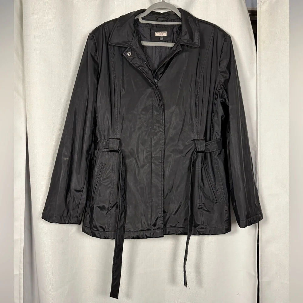 Giacca Black Belted Raincoat Jacket Size XL